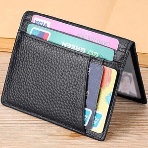 Mens Wallet Front Pocket Slim Wallet Genuine Leather ID Holder Card Case US FAST