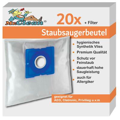 20 Mr.Clean Staubsaugerbeutel kompatibel zu  Solac  Serie AB 28..
