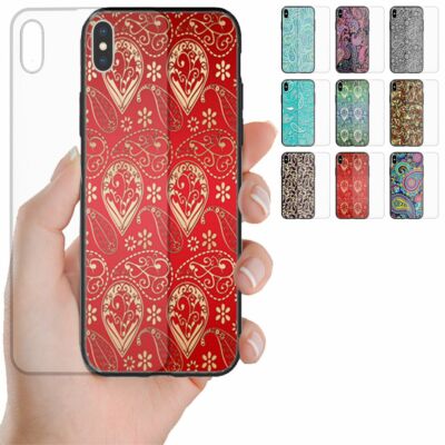 For Samsung Galaxy - Paisley Pattern Tempered Glass Mobile Phone Back Case #3