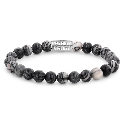 REBEL & ROSE Schmuck Herren Bead-Armband Black Wolf 8 mm RR-80032-S