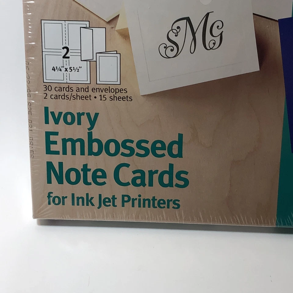Avery Embossed Note Cards 30 with envelopes 4 1/4 x 5 1/2 Ink Jet Printers #3259 Foto 2 de 4