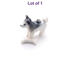 Lego Animal Dog Husky White and Dark Bluish Gray with Small Bone Lot of 1 New