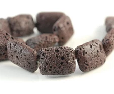 20X15MM COFFEE VOLCANIC BASALTIC LAVA GEMSTONE RECTANGLE LOOSE BEADS 15.5inch