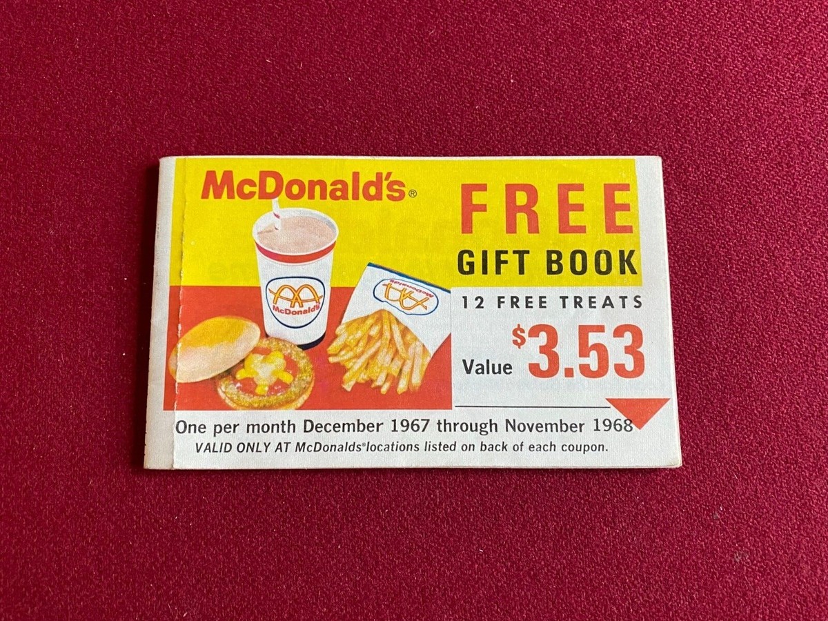 1968, McDonald's, FREE GIFT BOOK Coupons (Scarce / Vintage