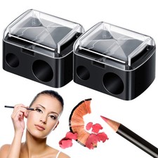 2pk Makeup Pencil Sharpener Duo Double Hole Pencil Eyeliner Lip Eyebrow Tool