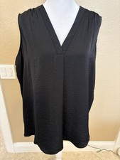 Vince Camuto Women’s Sleeveless Black Tunic Blouse, 1x, Lightweight