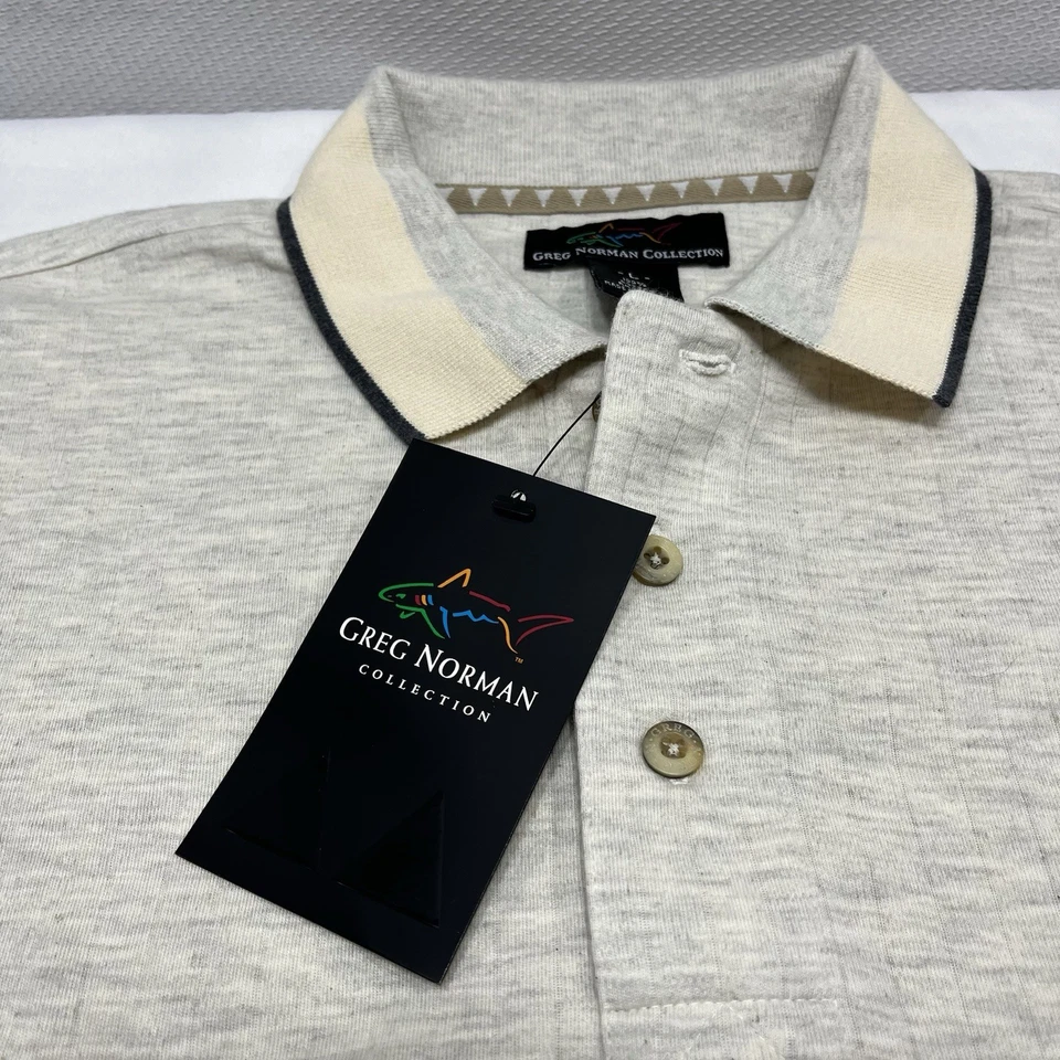 Винтажная бежевая ребристая рубашка для гольфа Greg Norman Collection новая с ценниками размер большой - логотипы - Изображение 2 из 4