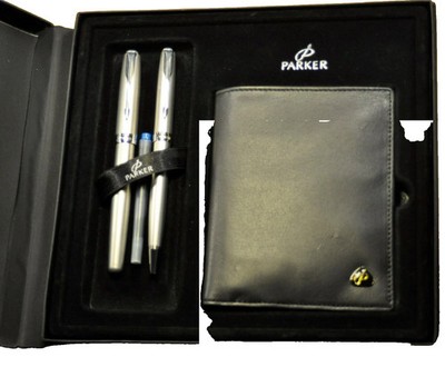 ''Parker'' Sonnet  Flighter&CT 2006er Leder Geldbörse/Füllhalter & Kugelschreiber Set