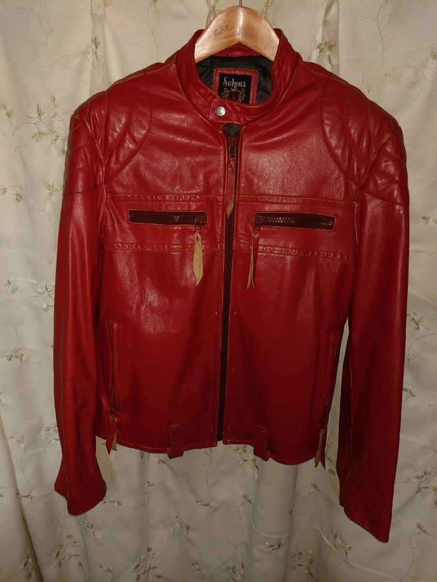 SCHOTT Leather Outer Shell Red Coats, Jackets & Vests for Men for