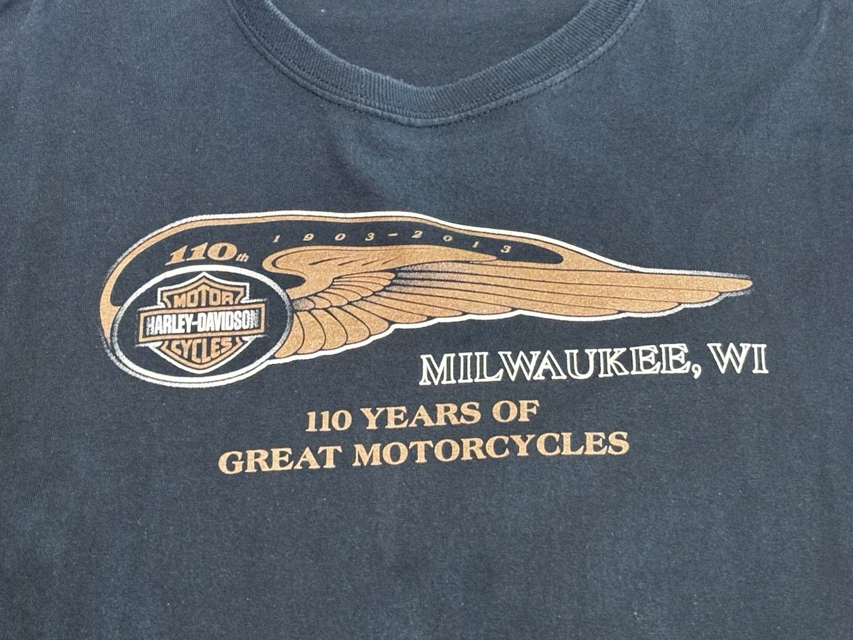 HARLEY-DAVIDSON110周年記念シャツ.ミルウォーキーで購入Tシャツ、半袖 HARLEY-DAVIDSON110周年記念シャツ.ミルウォーキーで購入Tシャツ、半袖