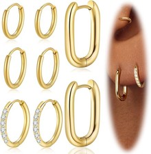 Small Gold Hoop Earrings for Women, Hypoallergenic 14K Gold Plated Stack Cartila