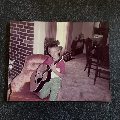 FOUND VINTAGE PHOTO PICTURE Playing The Guitar