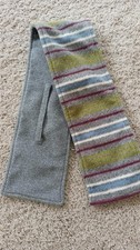 Vintage Janie  Jack Winter Sledding Scarf EUC Baby 30 in Gray Striped Fleece