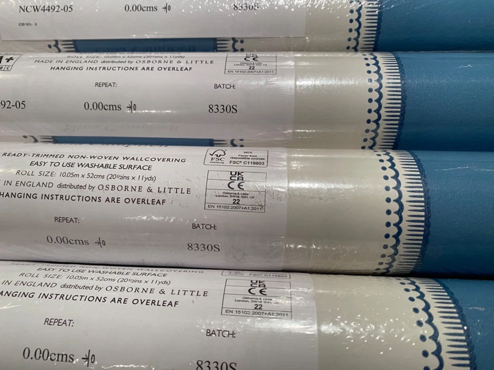 11YD NINA CAMPBELL Osborne & Little Sackville Stripe Blue Wallpaper $225 Retail - Image 2 of 4