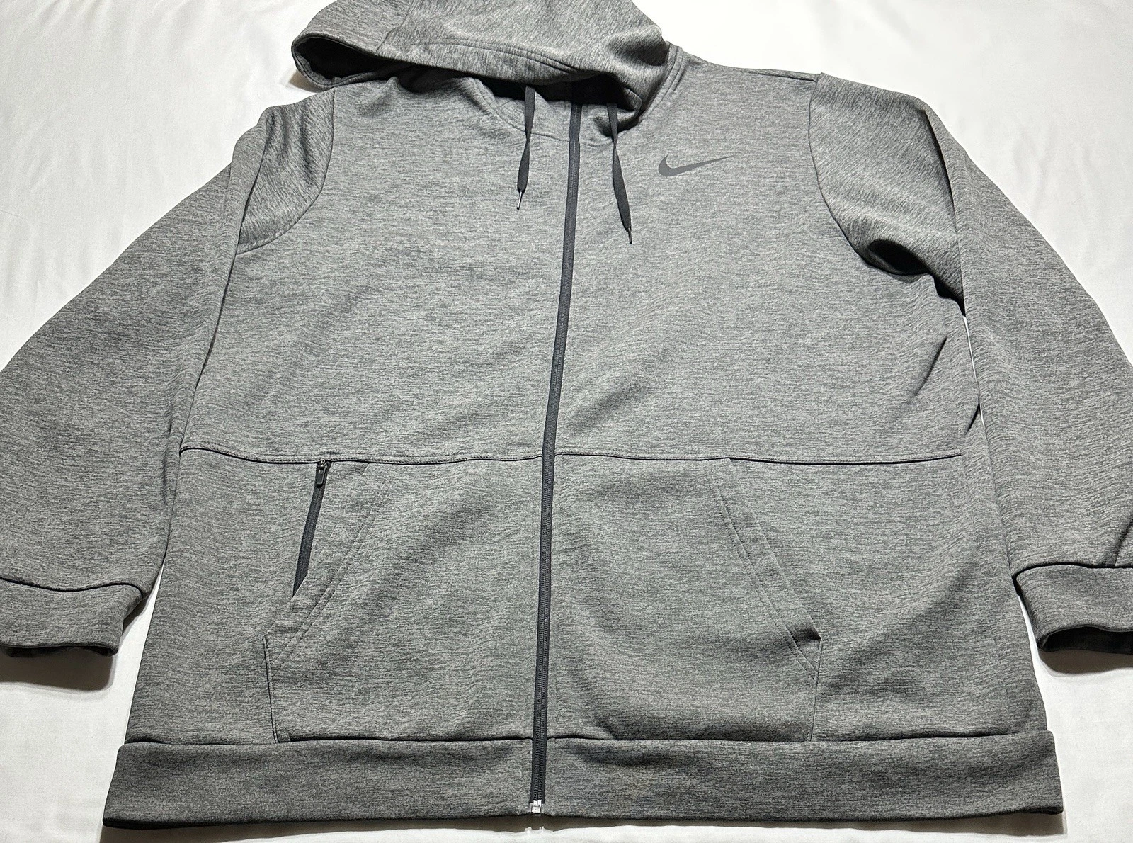 Nike Therma-FIT Hoodie Men's Size 2XL Fleece Sweatshirt Full Zip CU6231-071 Grey
