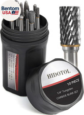 Carbide Burr Set 1/4" Shank 10PC Tungsten Double Cut Carbide Rotary Burr Set for