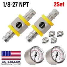 Fuel Pressure Gauge 0-140PSI with In-Line Adapter 3/8 Inch Oil Pressure Gauge 2x