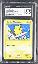 CGC 8.5 Surfing Pikachu 114/111 Rising Rivals Holo Pokemon Card