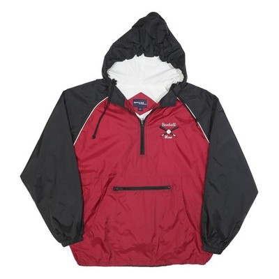 PORT AUTHORITY Herren Rot-Schwarz Baseball-Mom Halbzip Nylonjacke L Sport