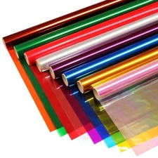 8 Rolls Colored Cellophane Wrap, Extra Wide 34 in x 10 ft x 8 Colors Cellopha...