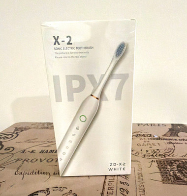 Sonic Electric Toothbrush X-2 White IPX7 Waterproof Rechargeable 6 Speeds