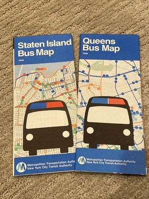 VINTAGE 1986 NYCTA NYC QUEENS & STATEN ISLAND BUS MAPS MTA NEW YORK CITY TRANSIT