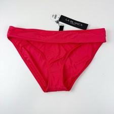 La Blanca Bikini Bottom Womens Size 12 Red Solid Shirred Hipster NWT NEW