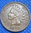 1891 US Indian Head Cent 1C Penny - XF - #632