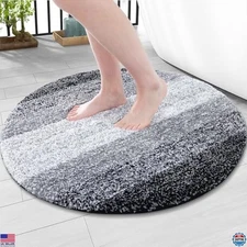 Arotive Round Microfiber Bathroom Rugs, Shaggy Soft and Absorbent Bath Rug,