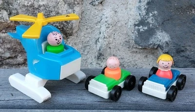 Lot 3 Véhicules + 3 Personnages Little People Vintage Fisher Price FP Toys C-5 - Photo 1/2