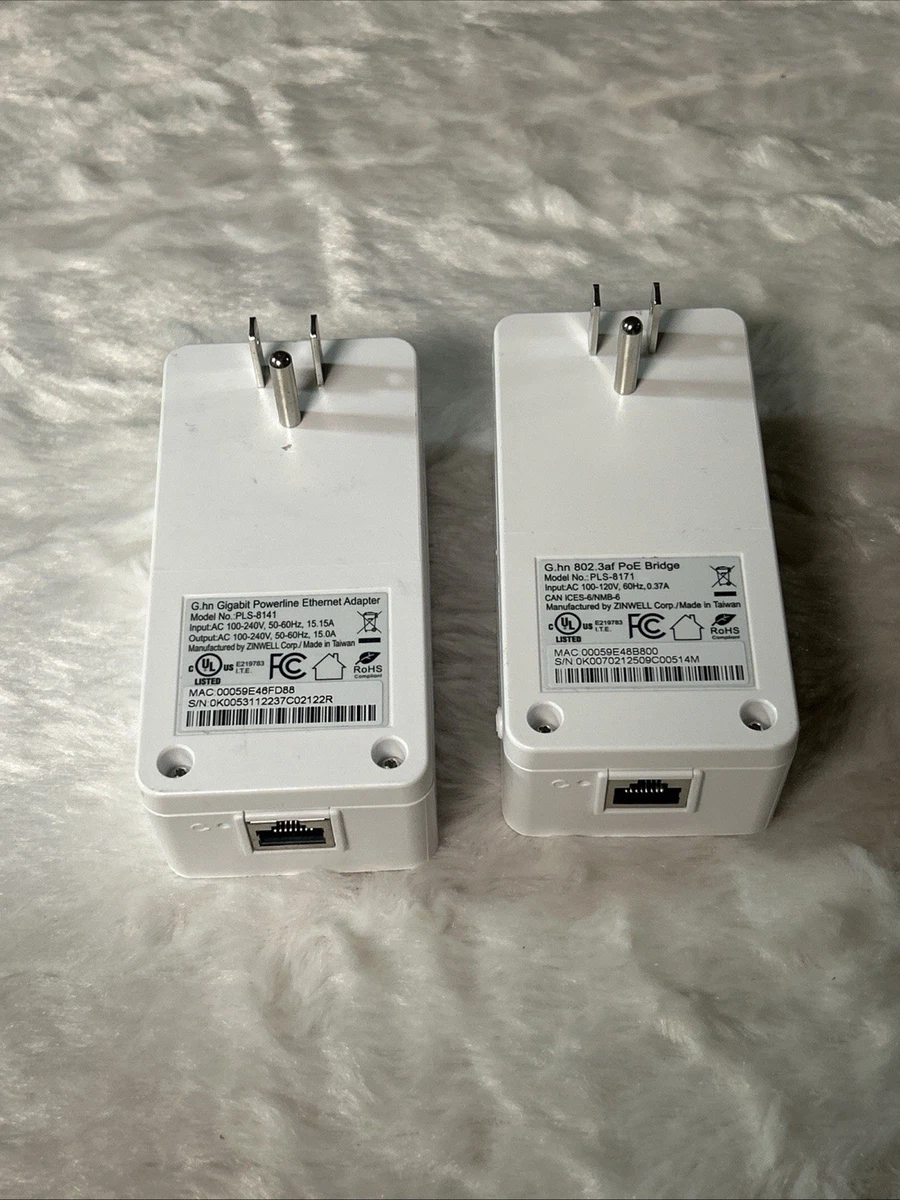 Adaptador de línea eléctrica puente PoE Zinwell G.hn PLS-8171 y par PLS-8141