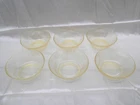 6 Hazel Atlas 4 1/2" Dessert Bowls Florentine Yellow Poppy 1932-1935  Depression