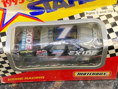 1995 Die-cast Matchbox, Geoff Bodine, Exide Batteries Racing, #7, NASCAR, Ford