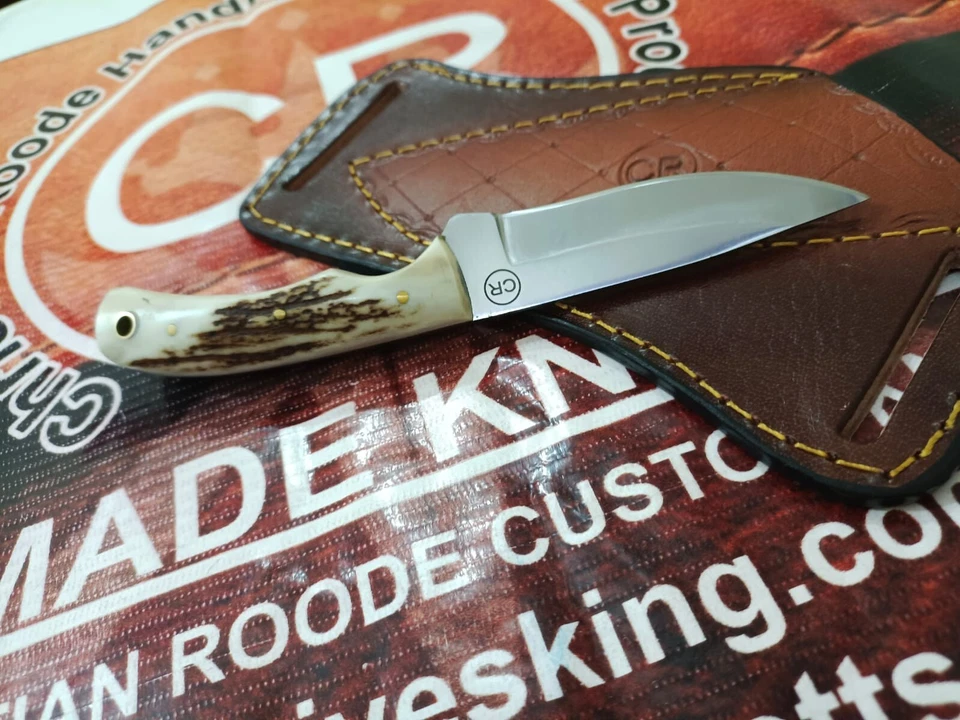 HANDFORGED CUSTOM HUNTING COWBOY SKINNER KNIFE WITH  Stag/Antler HANDLE&SHEATH - Image 2 of 4