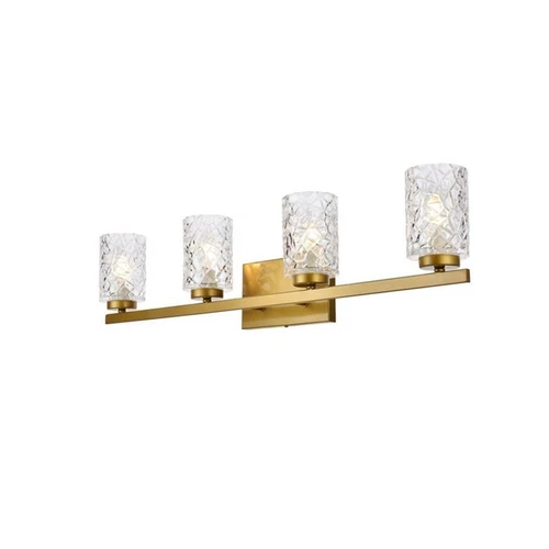 Living District Cassie 4-Light Metal Bath Sconce in Brass and Clear - Picture 3 of 7