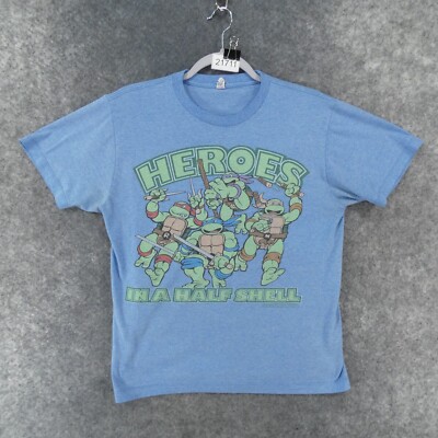 Teenage Mutant Ninja Turtles Shirt Adult Medium Blue 2011 Heroes In Half Shell