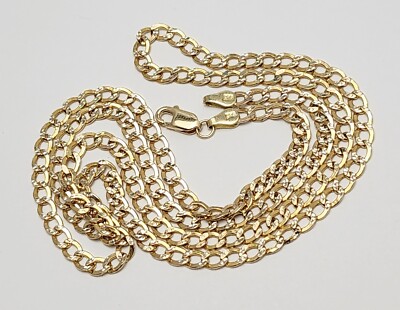 14K massive zweifarbige mehrfarbige Gold diamantgeschliffene kubanische Gliederkette Halskette 24,50''