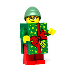 New Lego 2024 BAM Minifigure Green Brick Costume Suit - Christmas Present Guy