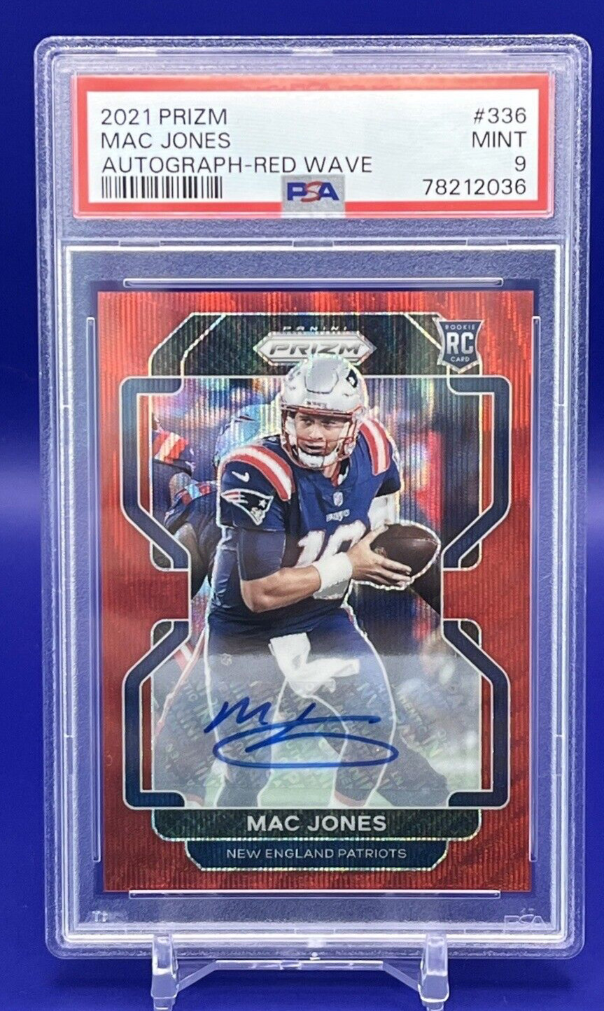 🔥2021 Panini Prizm 336 MAC JONES ROOKIE Red Wave Auto /149 PSA 9 🔥