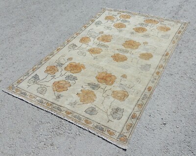 5x7 Bohemian Oushak Rug, Handmade Vintage Rug Organic Old Rug Farmhouse Boho Rug