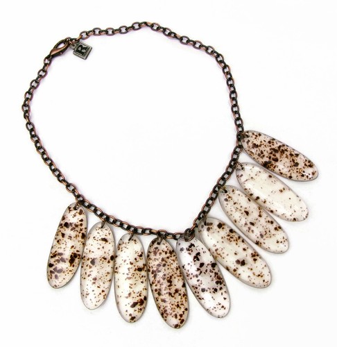 Sobral Retired Clear Beads w Brown Inclusions Chain Artist Made Necklace - Picture 8 of 10