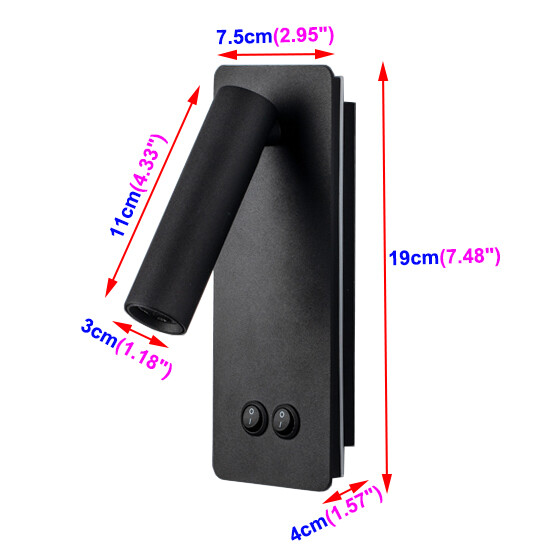 9W Swivel LED Wall Lamp Fixture Reading Bedside Light Adjustable On/Off ...