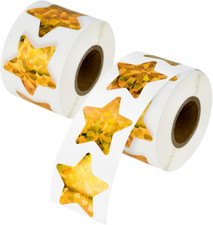 1000 Pcs Large Holographic Gold Star Stickers, 1.5" Star Adhesive Label Stickers