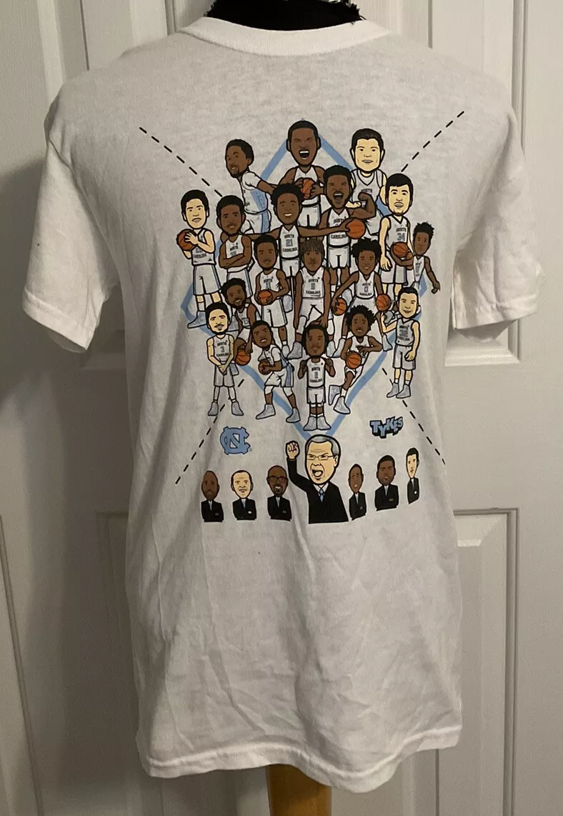 Tykes UNC Carolina Tar Heels Basketball Team T shirt White Size SM