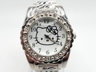 Sanrio Hello Kitty Wristwatch Animal Print Zebra Rhinestones New Battery 38mm