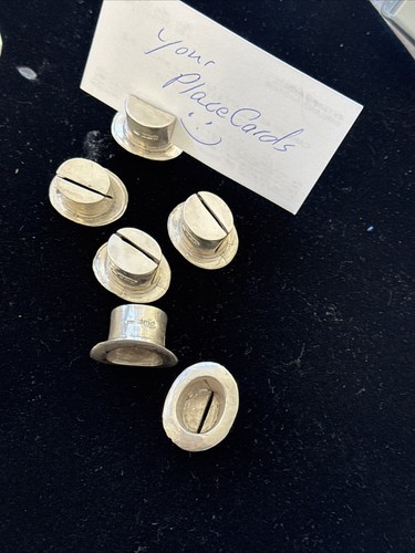 Sterling Hallmarked English Party Place Card Holders In Sterling Silver Rare - Picture 8 of 9