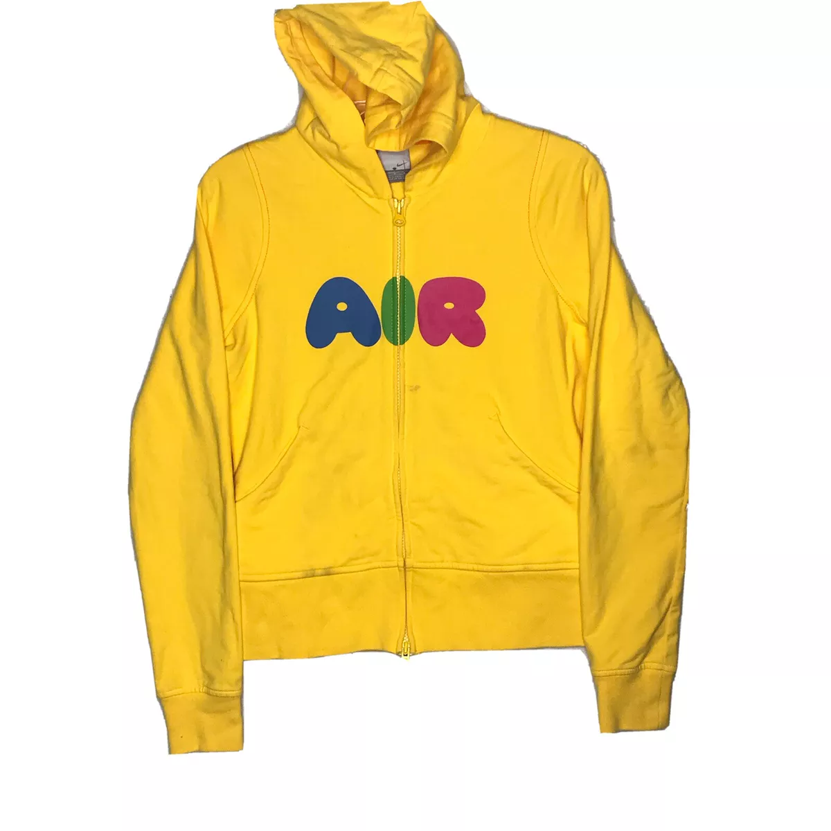 Nike Air Graphic Hoodie Women s Medium Yellow Full Zip Double