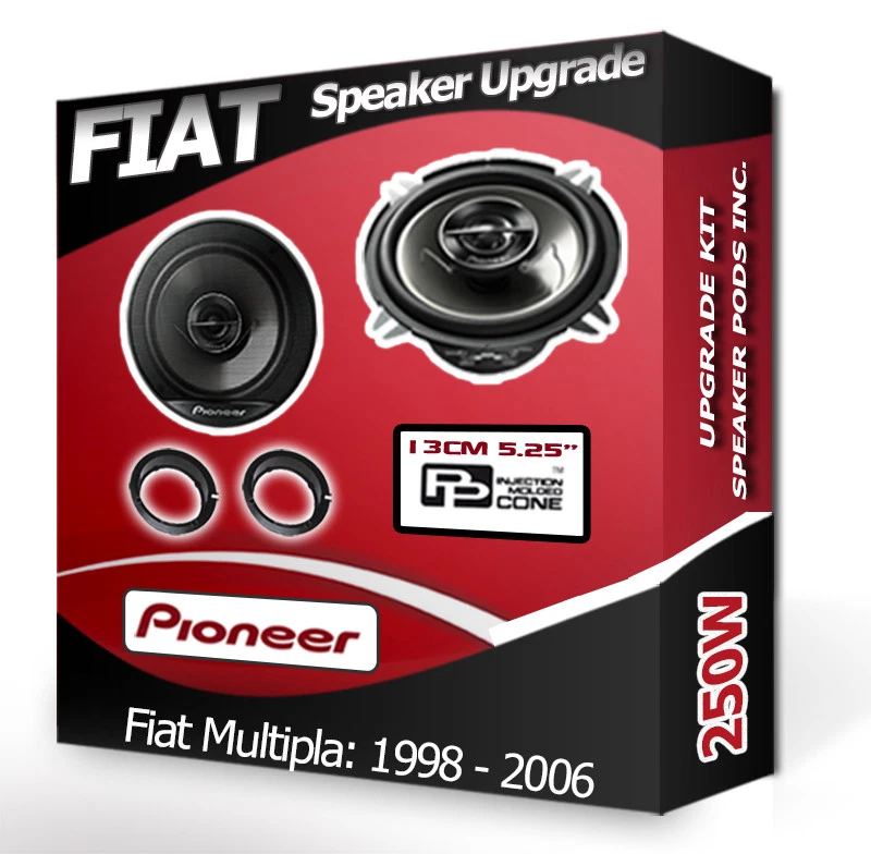 Fiat Multipla Arrière Enceinte Portière Pioneer Auto + Adaptateur Anneaux 250W - Photo 1/1