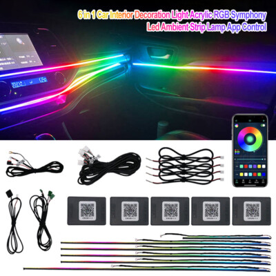 RGB Auto Innenraum Ambient Lights 6in1 Symphony LED Musik Sync Glasfaser APP