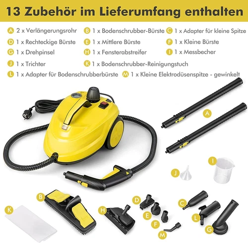 Dampfreiniger Reinigungsmaschine 2000W mit 13 Zubehör 1,8L Tank Dampfbesen - Bild 3 von 9